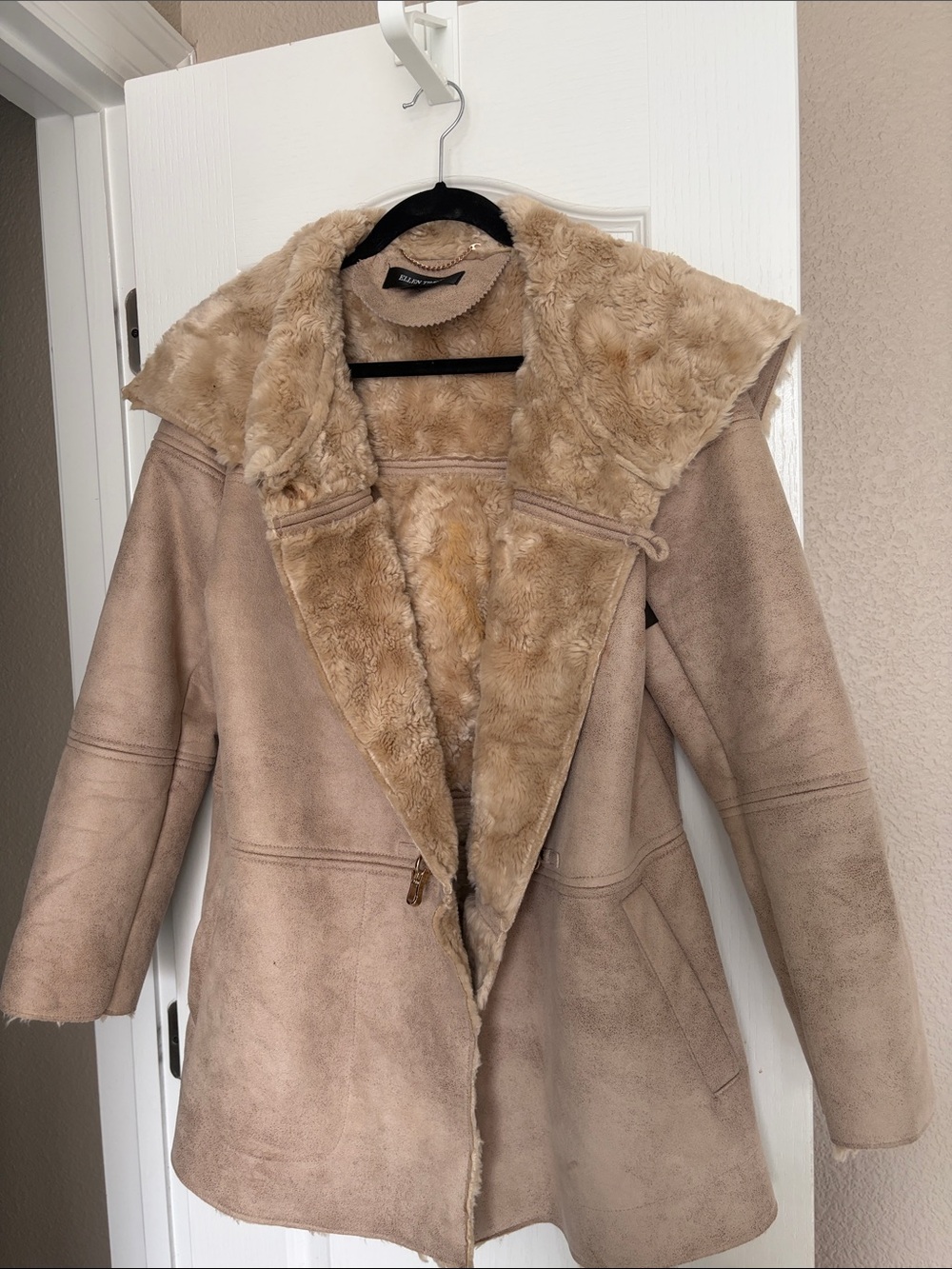 Ellen Tracey Faux Shearling-Fur Penny Lane Cozy Jacket Coat M